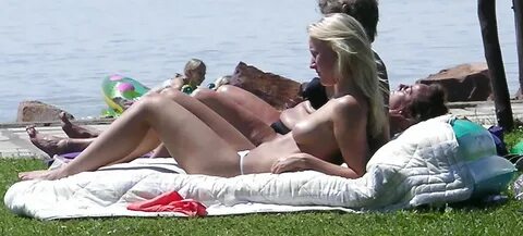 Voyeurpics of topless danish blonde on Hungarian beach - 36 