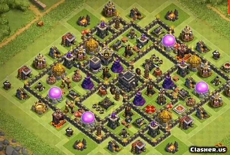 Town Hall 9 TH9 Home/Farm/War/Trophy base #314 With Link 6-2