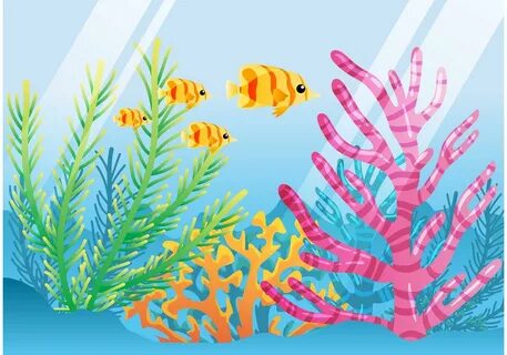 Bright Coral Reef with Fish Vector 86123 Vector Art at Vecte
