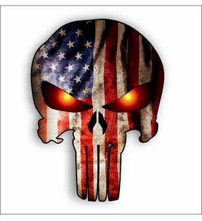 Punisher with American Flag and Glowing Eyes sticker sticker