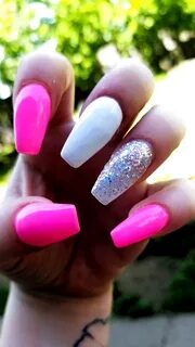 Hot pink coffin nails #nails acrylic designs summer Pink acr