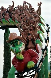 All aboard the naked rollercoaster on Adventure Island