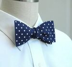 Men's Bow Tie Classic Navy Blue and White Polka Dots Etsy We