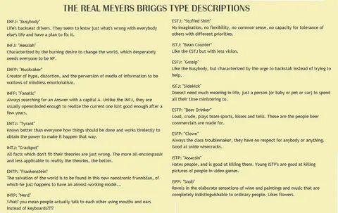 Real'' descriptions of the 16 personality types ... HA WOW w