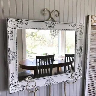Farmhouse Vanity Mirror, Bathroom Mirror, Shabby Chic Ornate