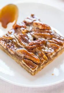 Maple Pecan Pie Bars (with Salted Caramel Sauce!) - Averie C