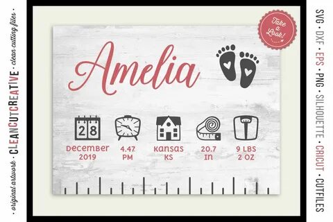 BABY SVG Birth Stats Ruler - newborn baby mix match elements