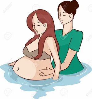 Illustration Of A Midwife Assisting A Pregnant Woman Give Bi