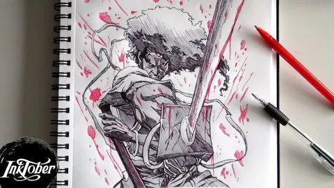 AFRO SAMURAI PEN DRAWING - INKTOBER DAY 5 - YouTube