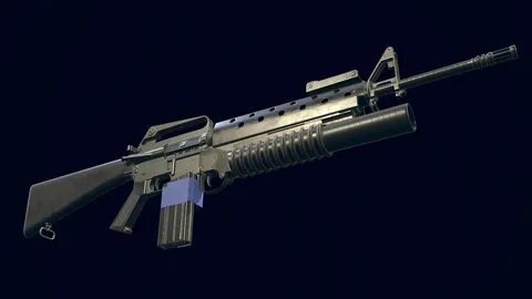 3D model M16A1 Automatic Rifle equipped with M203 Launcher V