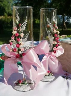 Wedding champagne glassesWedding toasting flutes Pink Etsy