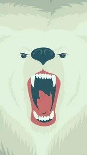 Fierce Polar Bear Winter Cartoon Illust iPhone 6 Wallpaper D