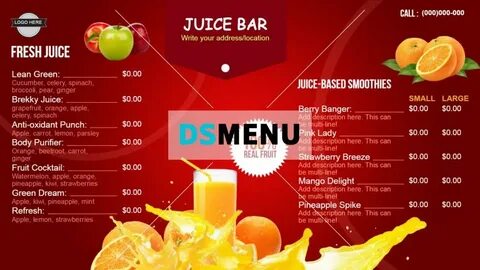 Juice menu - Restaurent Menu