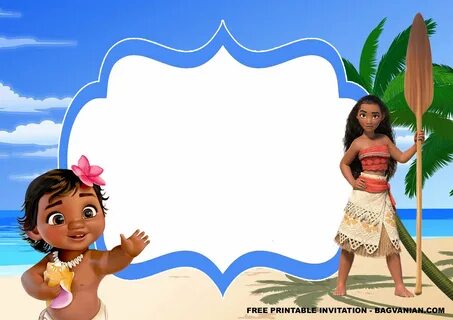 FREE Printable) - Baby Moana Birthday Invitation Templates M