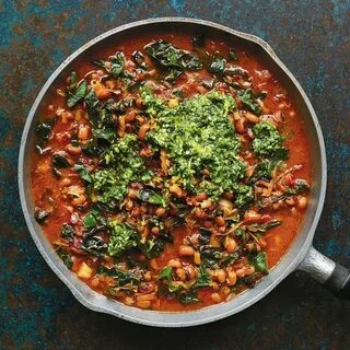 Black-Eyed Peas With Chard and Green Herb Smash Recipe Vegan