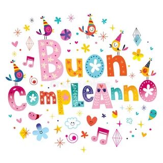 Buon Compleanno Happy Birthday in Italian Stock Vector - Ill