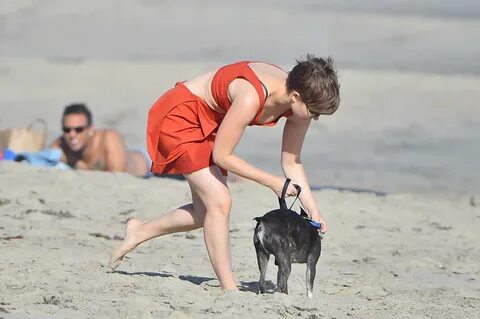 Kate Mara in Red on The Beach -31 GotCeleb