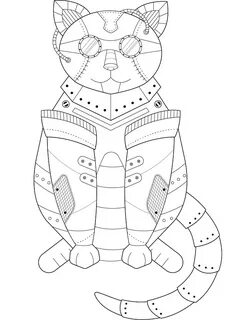 Steampunk Cat Coloring Page - Free Printable Coloring Pages 