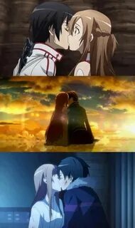 Asuna x Kirito First kiss, Last kiss in game world(SAO), and