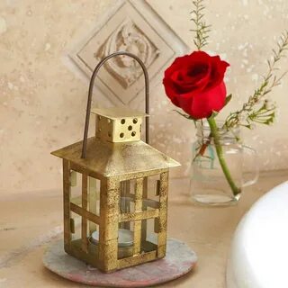 Home Décor Candles & Holders White Vintage Metal Lantern Can