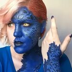 Mystique Makeup (X-Men): Mid-transformation #mystiquecosplay