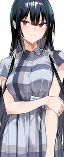 Safebooru - 1girl arm under breasts bangs black hair blush b