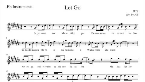 "Let Go" BTS (방탄소년단) Alto Sax Cover Sheet Music PDF Lyrics B