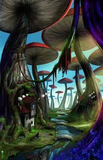 mushroom forest Alice in wonderland mushroom, Fantasy landsc