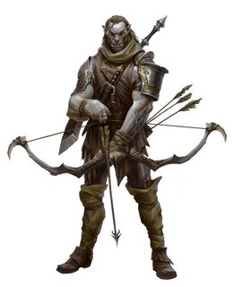 Male Half-Orc Fighter Ranger Archer - Pathfinder PFRPG DND D