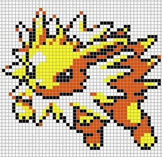 Jolteon II Pixel art grid, Hama beads pokemon, Pokemon