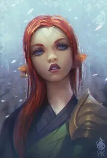 Red hair elf, Art, Female elf