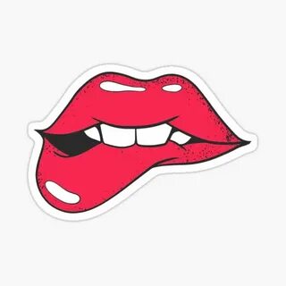 "Bitting Lip Sticker" Sticker by natedalan Redbubble