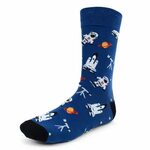 Premium Cotton Novelty Dress Socks for Men Astronaut Blue