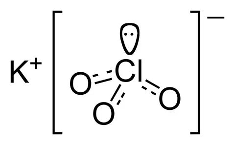 Drawn molecule potassium perchlorate - Pencil and in color d