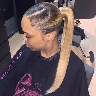 Brown To Blonde Sleek Ombre Ponytail Black ponytail hairstyl