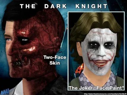 The Sims Resource - Two-Face & The Joker Face Paint