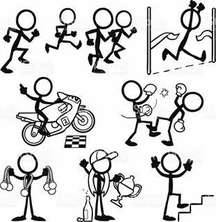 Stickfigures in moments of victory. Stick figure drawing, St