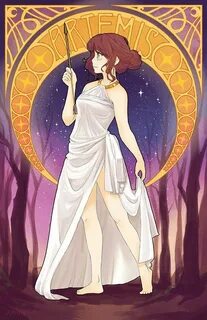 Artemis Greek Goddess greek mythology, art nouveau poster, a