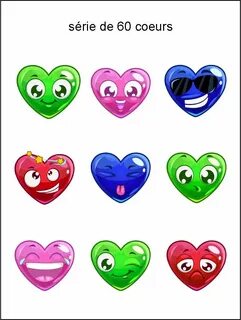 AD - collection de cœurs rouge bleu vert rose - smiley émoti
