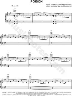 Alice Cooper "Poison" Sheet Music in F# Minor (transposable)
