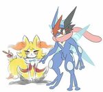 Ash Greninja and Serena Braixen Pokémon heroes, Pokemon comi