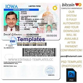 Fully editable Iowa Driving Licence PSD Template
