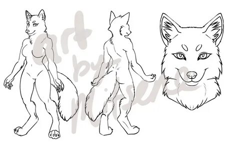 Furry Adoptable Base Download Female fox anthro lineart Etsy