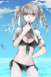 Safebooru - 1girl alternate hairstyle bikini braid breasts c