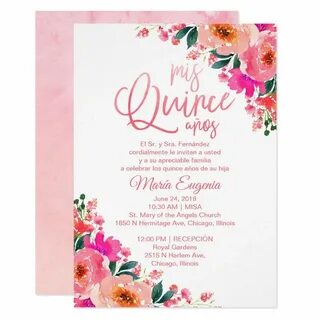 Quinceanera Invitations Spanish Hot Pink Floral Zazzle.com Q