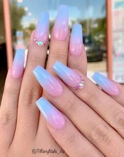 Ballerina Nails. Ombre Nails. Pink and Blue Nails. Nails wit