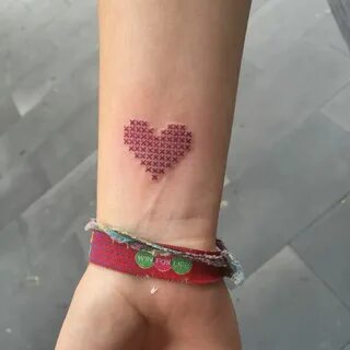 cross stitch tattoo / evakrbdk Stitch tattoo, Red heart tatt