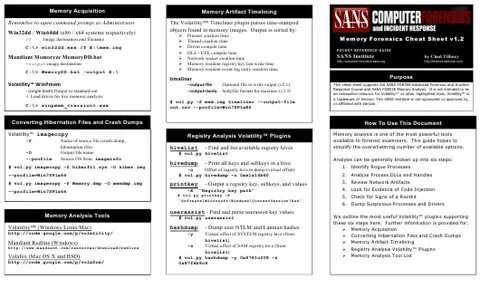 Memory Forensics Cheat Sheet V1.2 - Sans Computer Forensics 