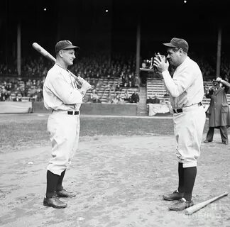 Babe Ruth Taking Picture Of Lou Gehrig by Bettmann