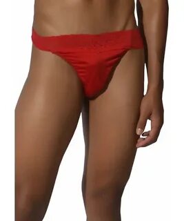 Habitus Lingerie Men's Red Lace Pearl G-String - C11254VY8SB